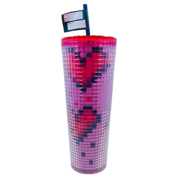 NWT Starbucks Pixel Heart Valentine‘s Day 2025 Collection Iced Cold Cup Tumbler - Picture 3 of 7